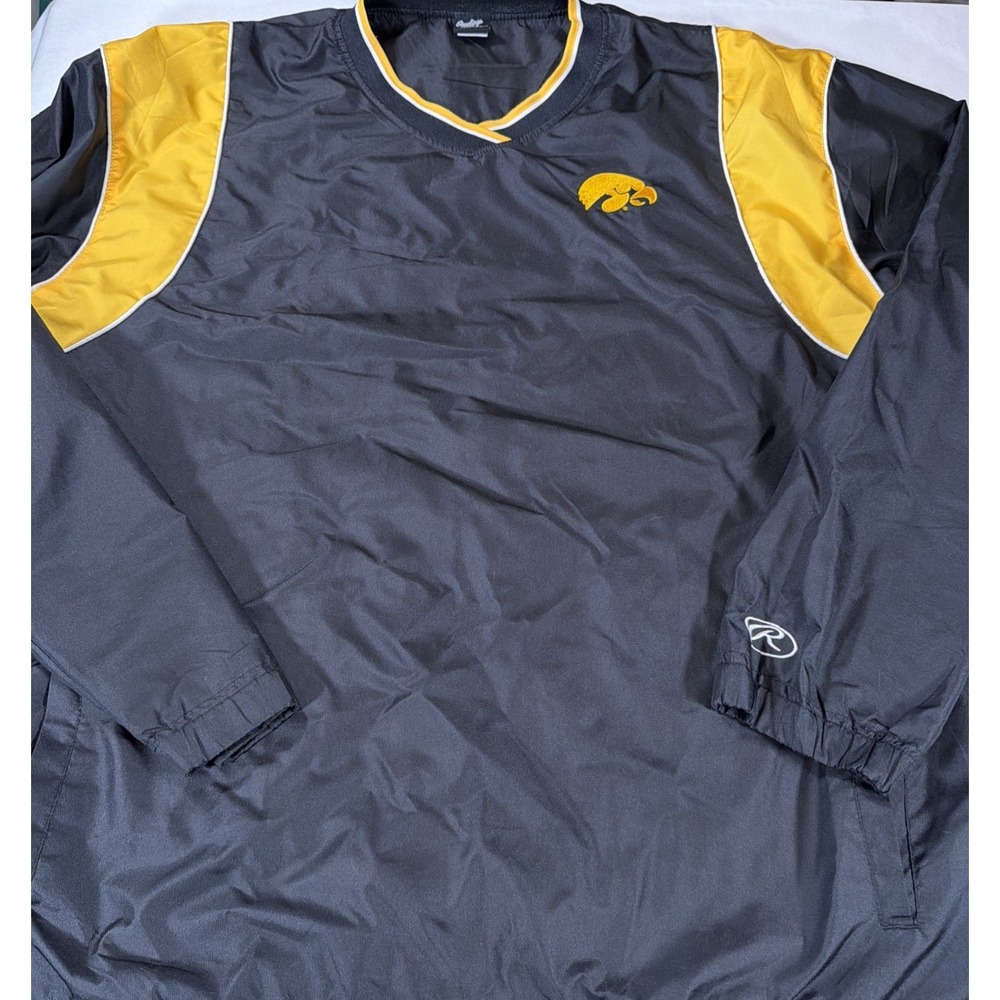 Iowa Hawkeyes Windbreaker Pullover Jacket‎ Men's 2XL Black Tigerhawk Logo